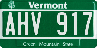 VT license plate AHV917