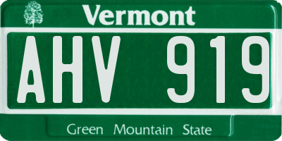 VT license plate AHV919