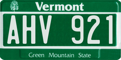 VT license plate AHV921