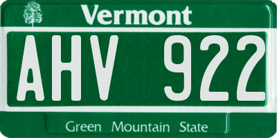 VT license plate AHV922