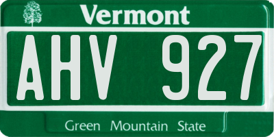 VT license plate AHV927