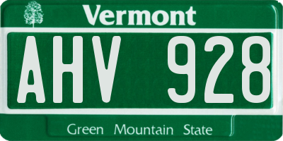VT license plate AHV928