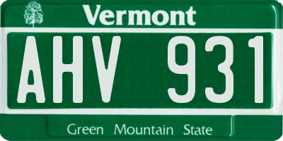 VT license plate AHV931
