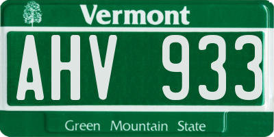 VT license plate AHV933