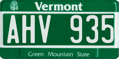 VT license plate AHV935