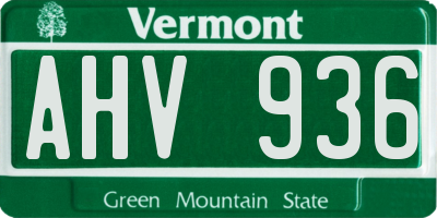 VT license plate AHV936