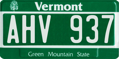 VT license plate AHV937