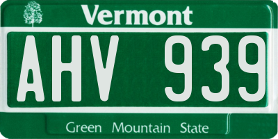 VT license plate AHV939