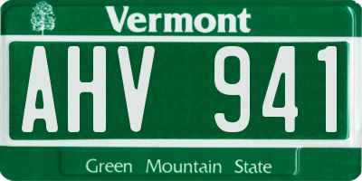 VT license plate AHV941