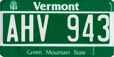 VT license plate AHV943