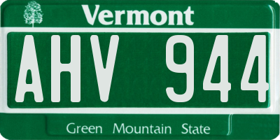 VT license plate AHV944