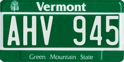 VT license plate AHV945