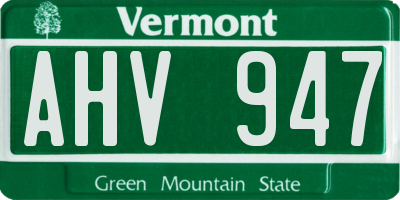VT license plate AHV947