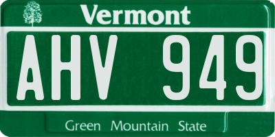 VT license plate AHV949