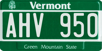 VT license plate AHV950