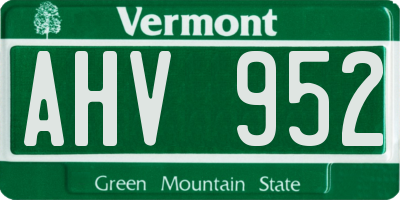 VT license plate AHV952