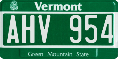 VT license plate AHV954