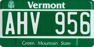 VT license plate AHV956