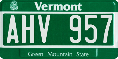 VT license plate AHV957