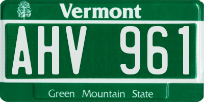 VT license plate AHV961