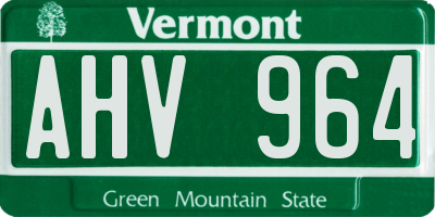 VT license plate AHV964