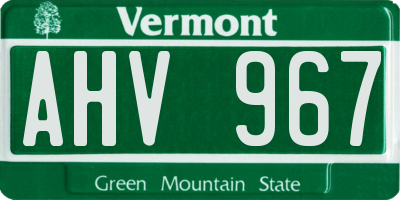 VT license plate AHV967