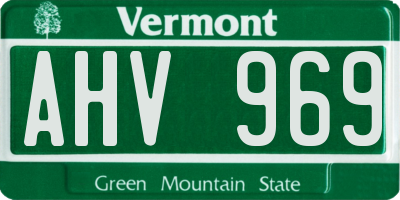VT license plate AHV969