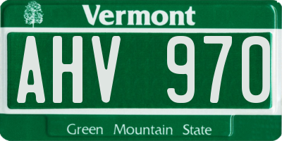VT license plate AHV970
