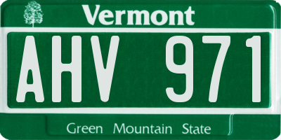 VT license plate AHV971