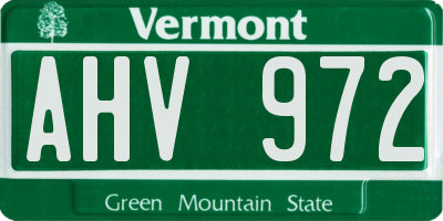 VT license plate AHV972