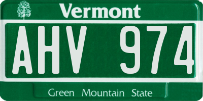 VT license plate AHV974