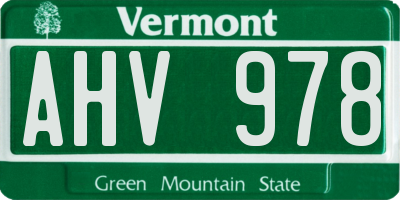 VT license plate AHV978
