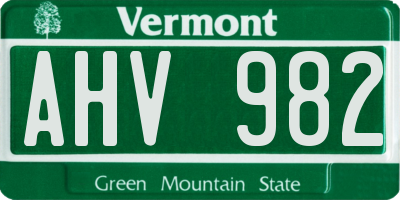 VT license plate AHV982