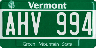 VT license plate AHV994