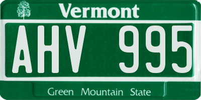 VT license plate AHV995