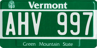 VT license plate AHV997