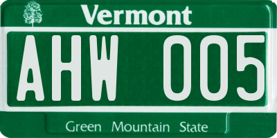 VT license plate AHW005