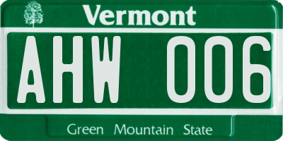 VT license plate AHW006