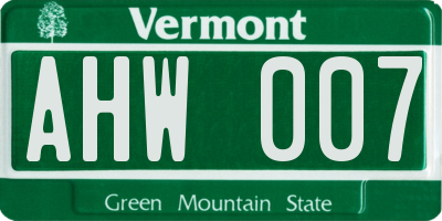 VT license plate AHW007