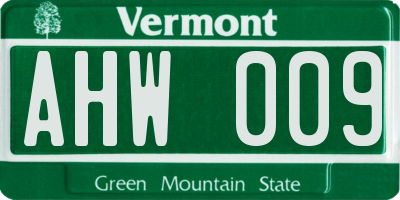 VT license plate AHW009