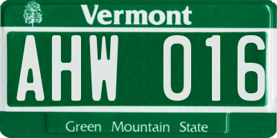 VT license plate AHW016