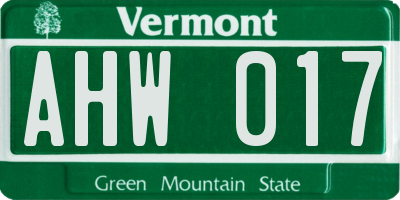 VT license plate AHW017