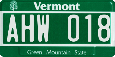 VT license plate AHW018
