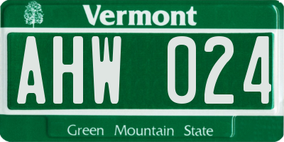 VT license plate AHW024