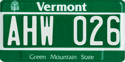 VT license plate AHW026