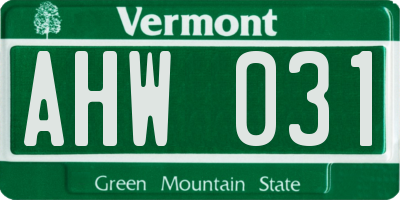 VT license plate AHW031