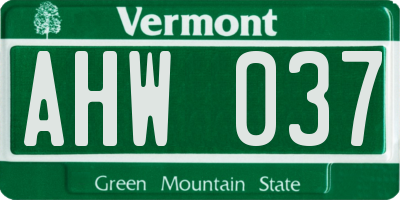 VT license plate AHW037