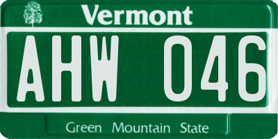 VT license plate AHW046