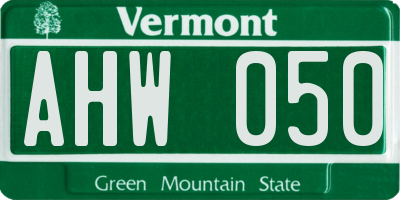 VT license plate AHW050