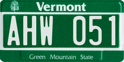 VT license plate AHW051